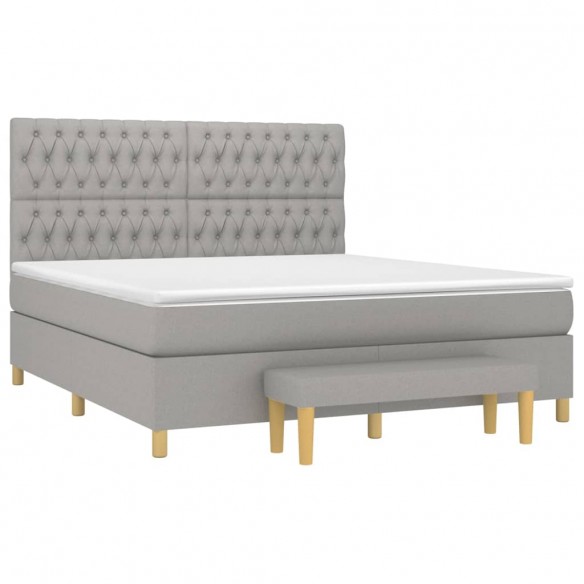 Cadre de lit avec matelas Gris clair 180x200cm Tissu