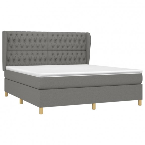 Cadre de lit avec matelas Gris foncé 180x200cm Tissu