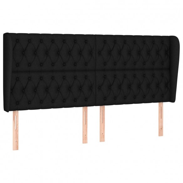 Tête de lit avec oreilles Noir 203x23x118/128 cm Tissu