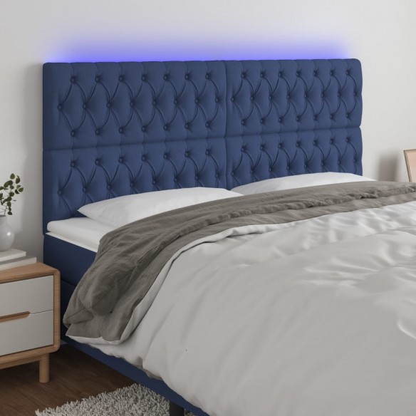Tête de lit à LED Bleu 180x7x118/128 cm Tissu
