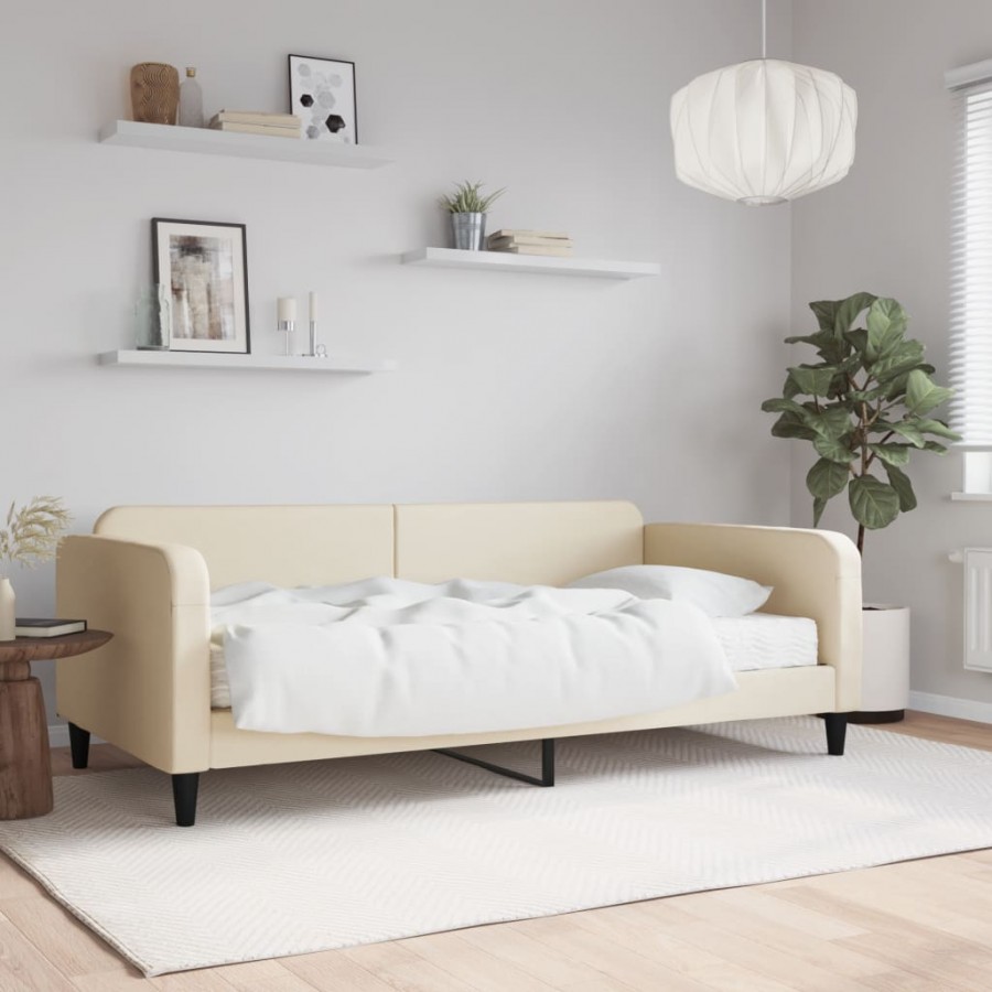 Lit de jour avec matelas crème 80x200 cm tissu