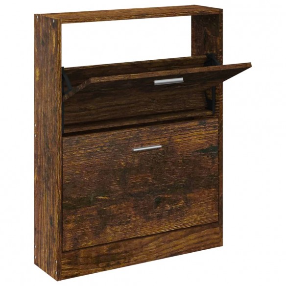 Armoire à chaussures Chêne fumé 59x17x81 cm Bois d'ingénierie