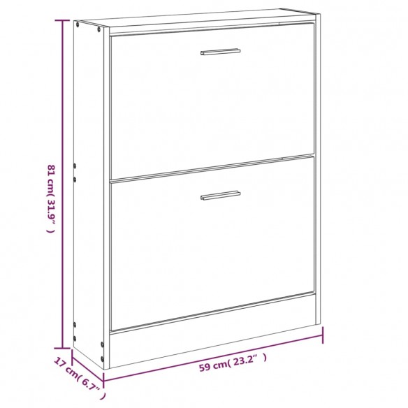 Armoire à chaussures Chêne fumé 59x17x81 cm Bois d'ingénierie