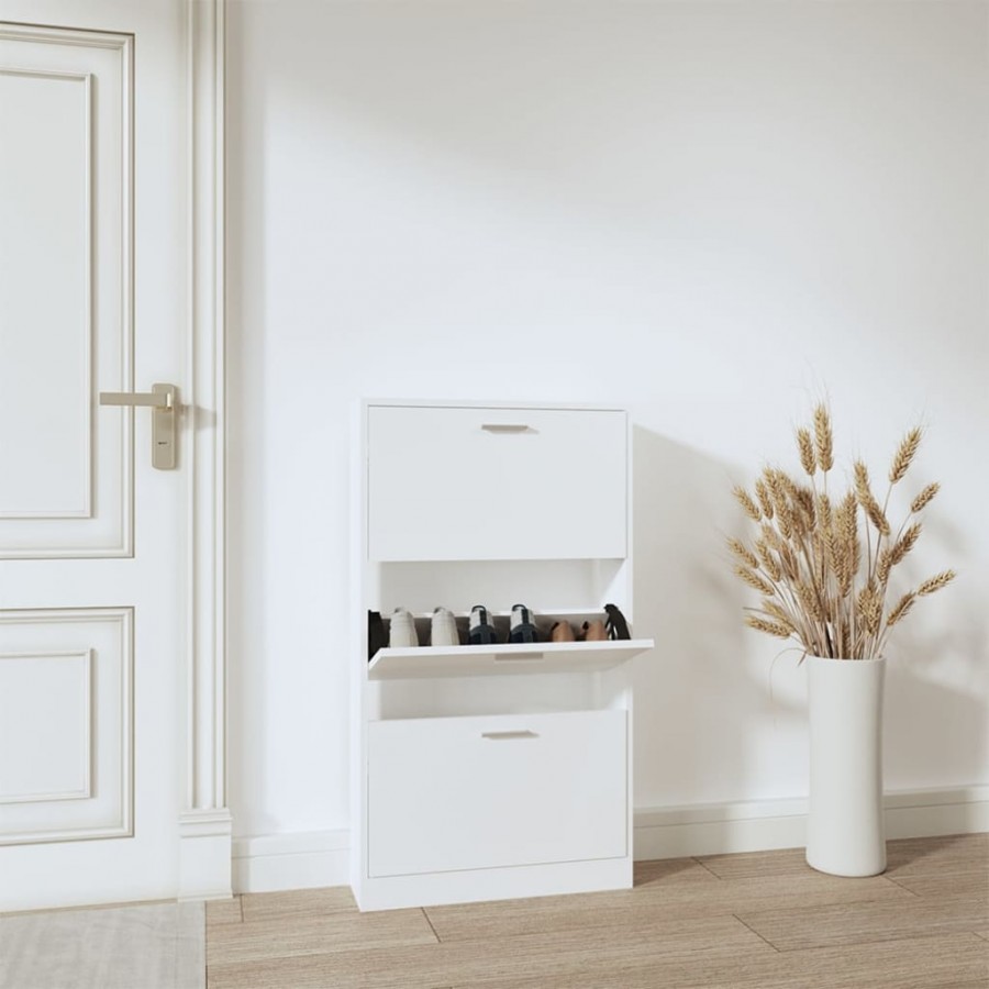 Armoire à chaussures Blanc 59x17x108 cm Bois d'ingénierie