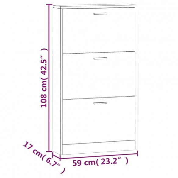 Armoire à chaussures Blanc 59x17x108 cm Bois d'ingénierie