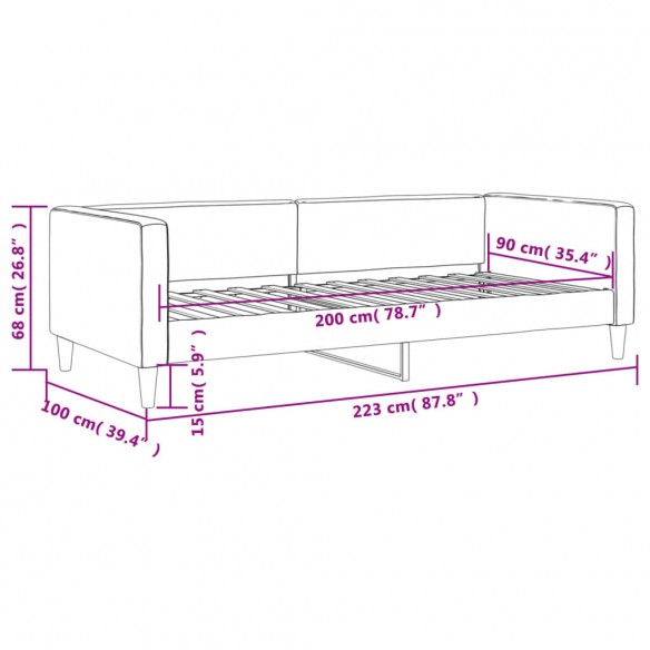 Lit de repos gris clair 90x200 cm Tissu