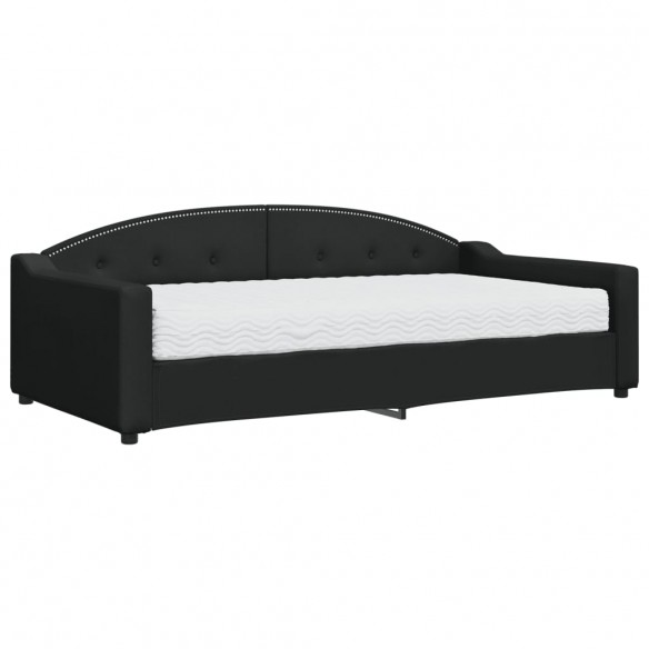 Lit de jour avec matelas noir 100x200 cm tissu