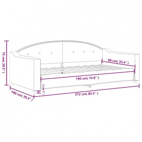 Lit de repos gris clair 90x190 cm tissu