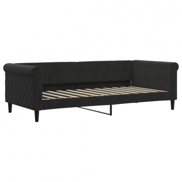 Lit de jour avec matelas noir 90x200 cm velours