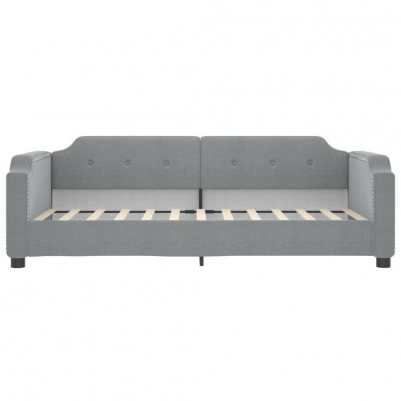 Lit de jour avec matelas gris clair 90x200 cm tissu