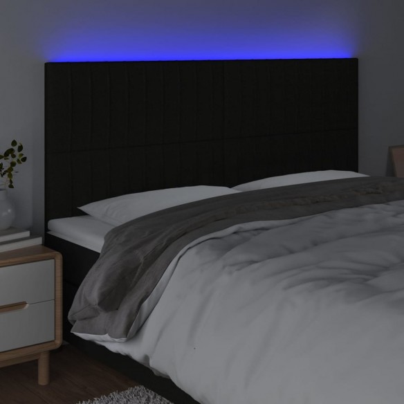 Tête de lit à LED Noir 160x5x118/128 cm Tissu