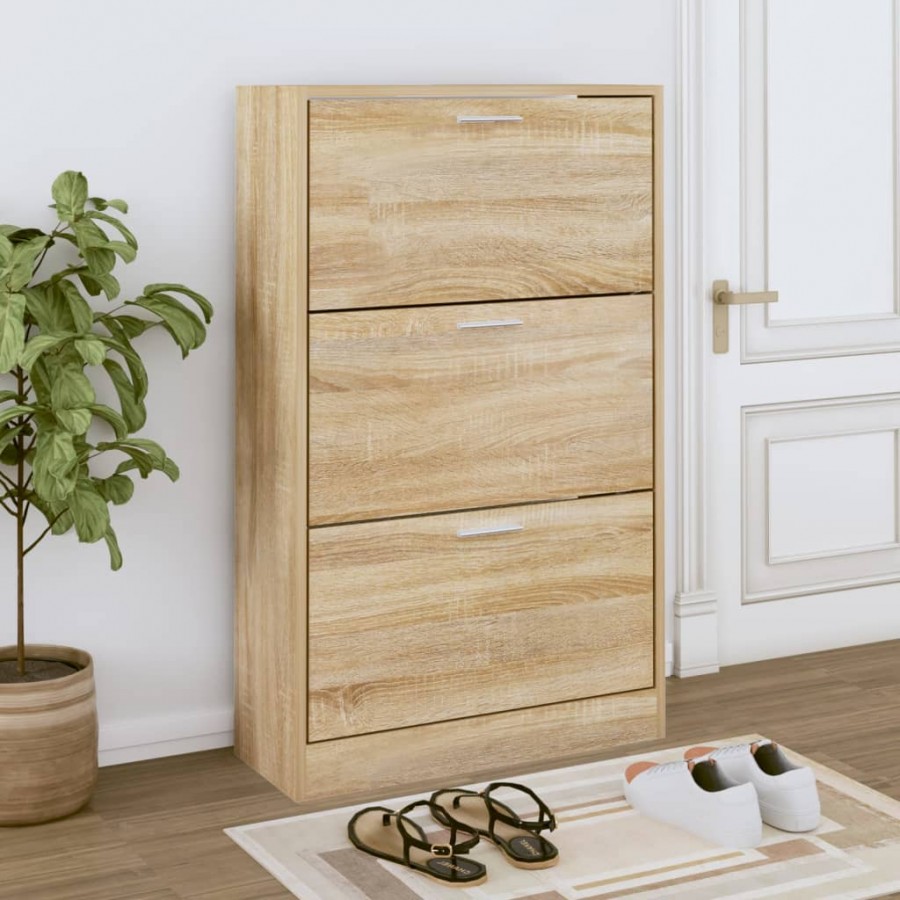 Armoire à chaussures Chêne sonoma 63x24x103cm Bois d'ingénierie