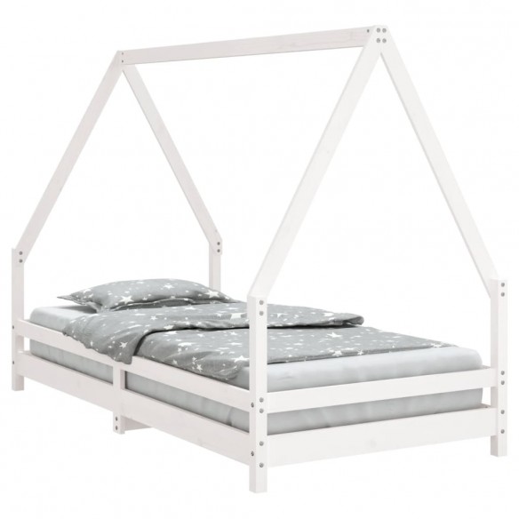 Cadre de lit pour enfants blanc 90x190 cm bois de pin massif