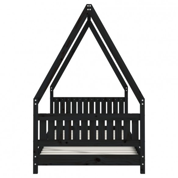 Cadre de lit pour enfants noir 90x190 cm bois de pin massif