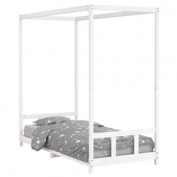 Cadre de lit pour enfants blanc 90x200 cm bois de pin massif