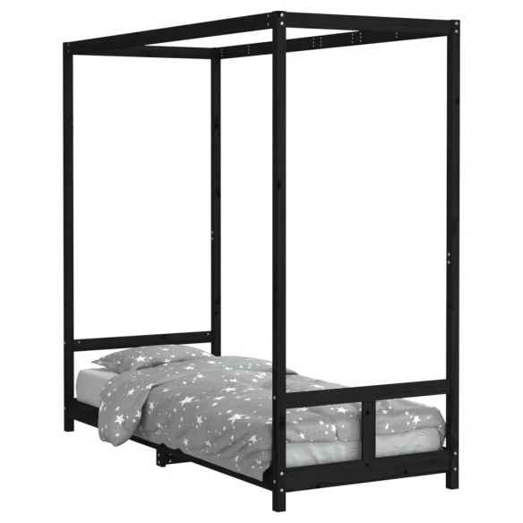 Cadre de lit pour enfants noir 80x200 cm bois de pin massif