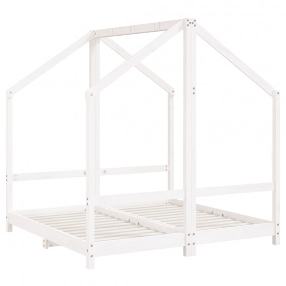 Cadre de lit pour enfant blanc 2x(70x140) cm bois de pin massif