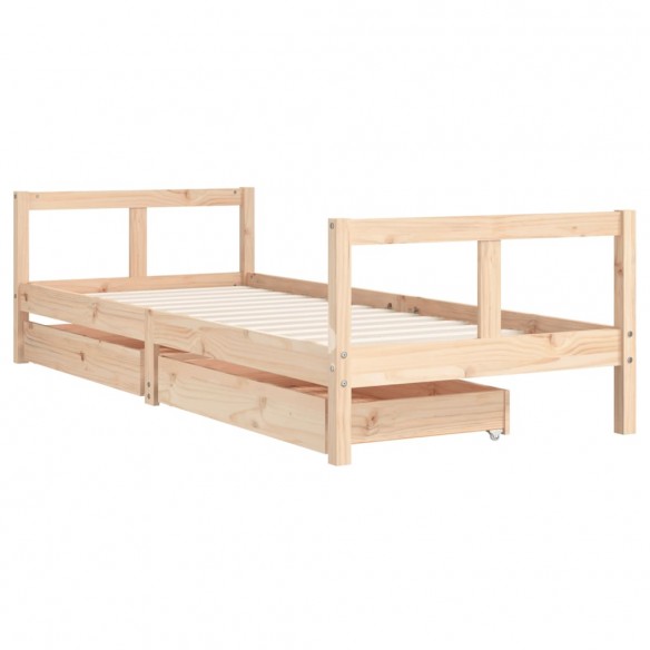 Cadre de lit pour enfants gris 80x200 cm bois de pin massif