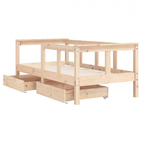 Cadre de lit enfant avec tiroirs 70x140 cm bois de pin massif