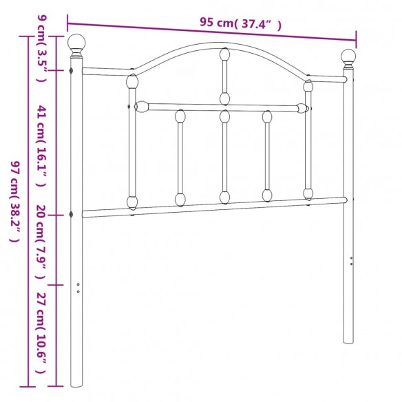 Tête de lit métal noir 90 cm