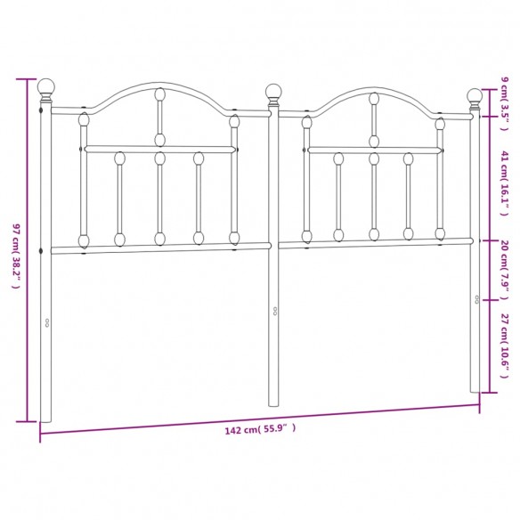 Tête de lit métal blanc 135 cm