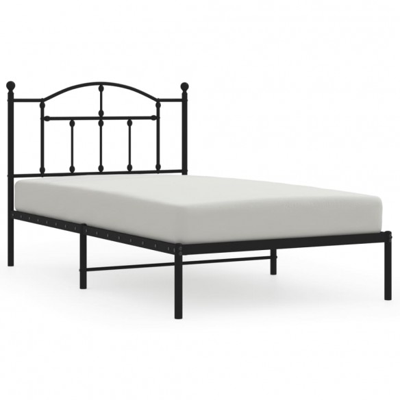 Cadre de lit métal avec tête de lit noir 100x190 cm