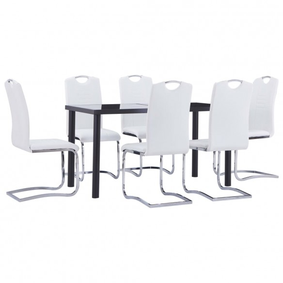 Ensemble de salle à manger 7 pcs Similicuir Blanc