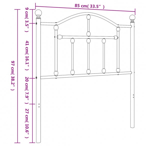 Tête de lit métal blanc 80 cm