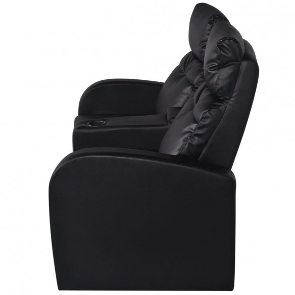 Fauteuil inclinable à LED à 2 places cuir artificiel noir