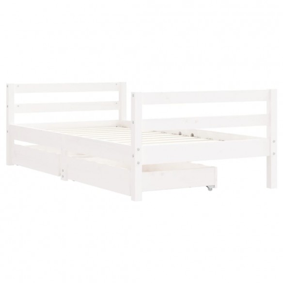 Cadre de lit pour enfant tiroirs blanc 80x160cm bois pin massif