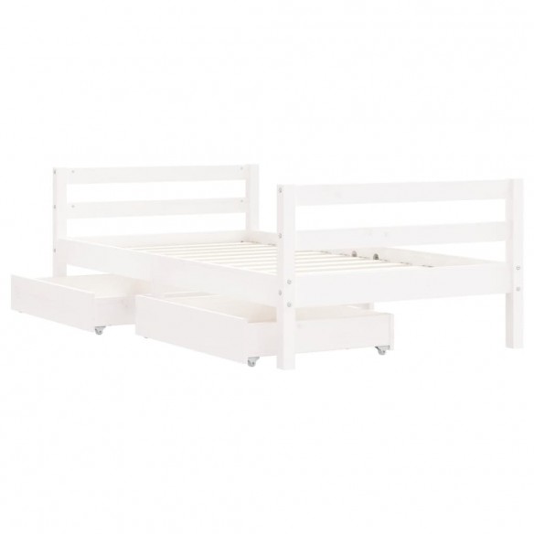 Cadre de lit pour enfant tiroirs blanc 80x160cm bois pin massif