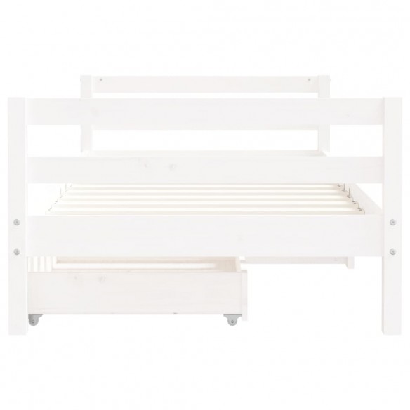 Cadre de lit pour enfant tiroirs blanc 80x160cm bois pin massif