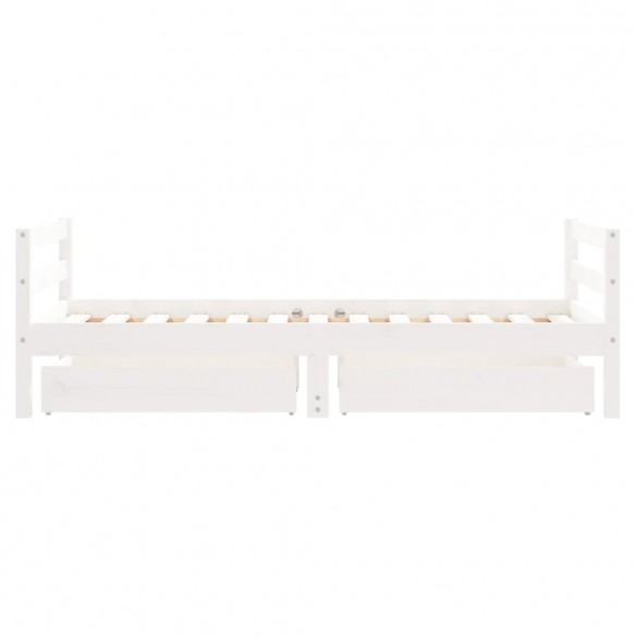 Cadre de lit pour enfant tiroirs blanc 80x160cm bois pin massif