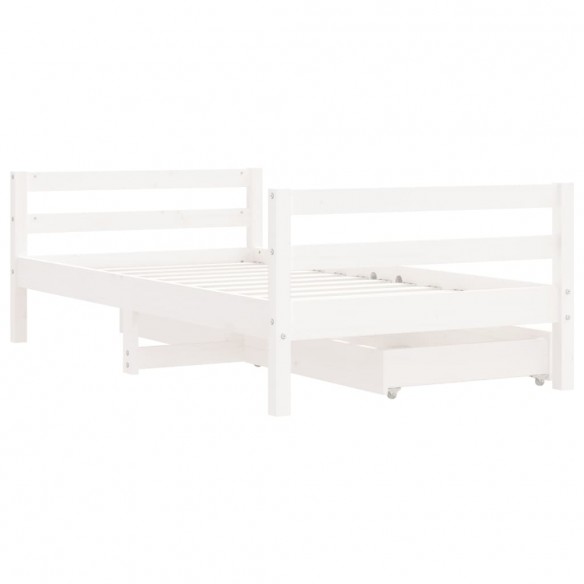 Cadre de lit pour enfant tiroirs blanc 80x160cm bois pin massif