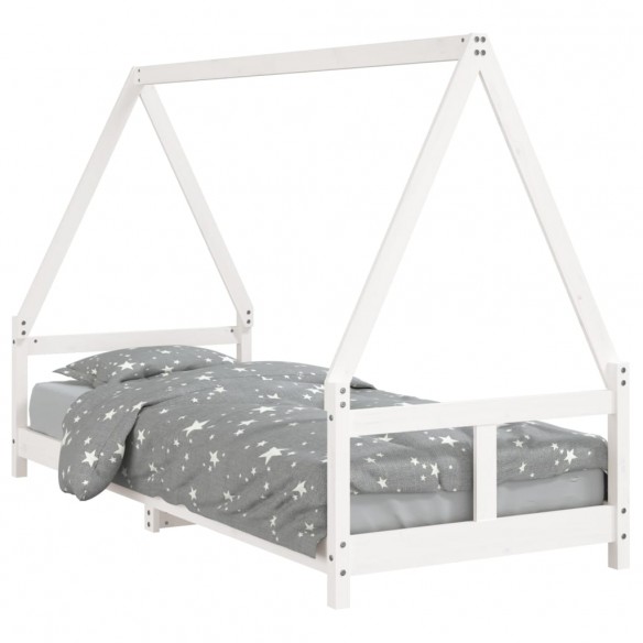 Cadre de lit pour enfants blanc 80x200 cm bois de pin massif