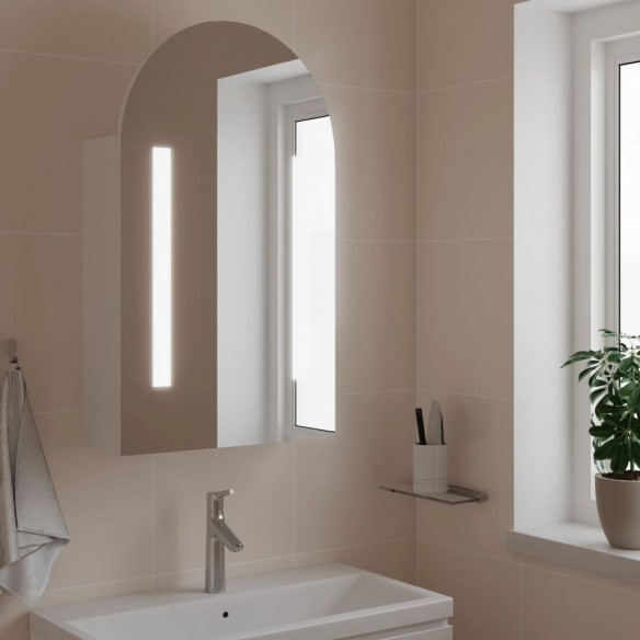Armoire de bain à miroir avec LED arquée blanc 42x13x70 cm