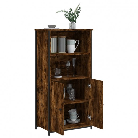 Buffet haut chêne fumé 62x36x121,5 cm bois d'ingénierie