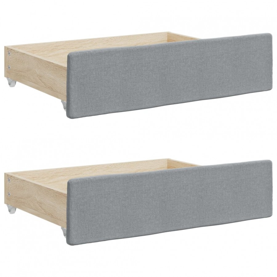 Tiroirs de lit 2 pcs gris clair bois d'ingénierie et tissu Tiroirs de lit 2 pcs gris clair bois d'ingénierie et tissu