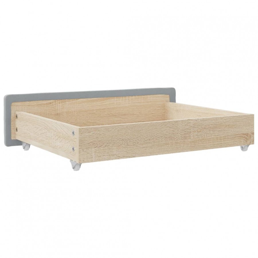 Tiroirs de lit 2 pcs gris clair bois d'ingénierie et tissu Tiroirs de lit 2 pcs gris clair bois d'ingénierie et tissu