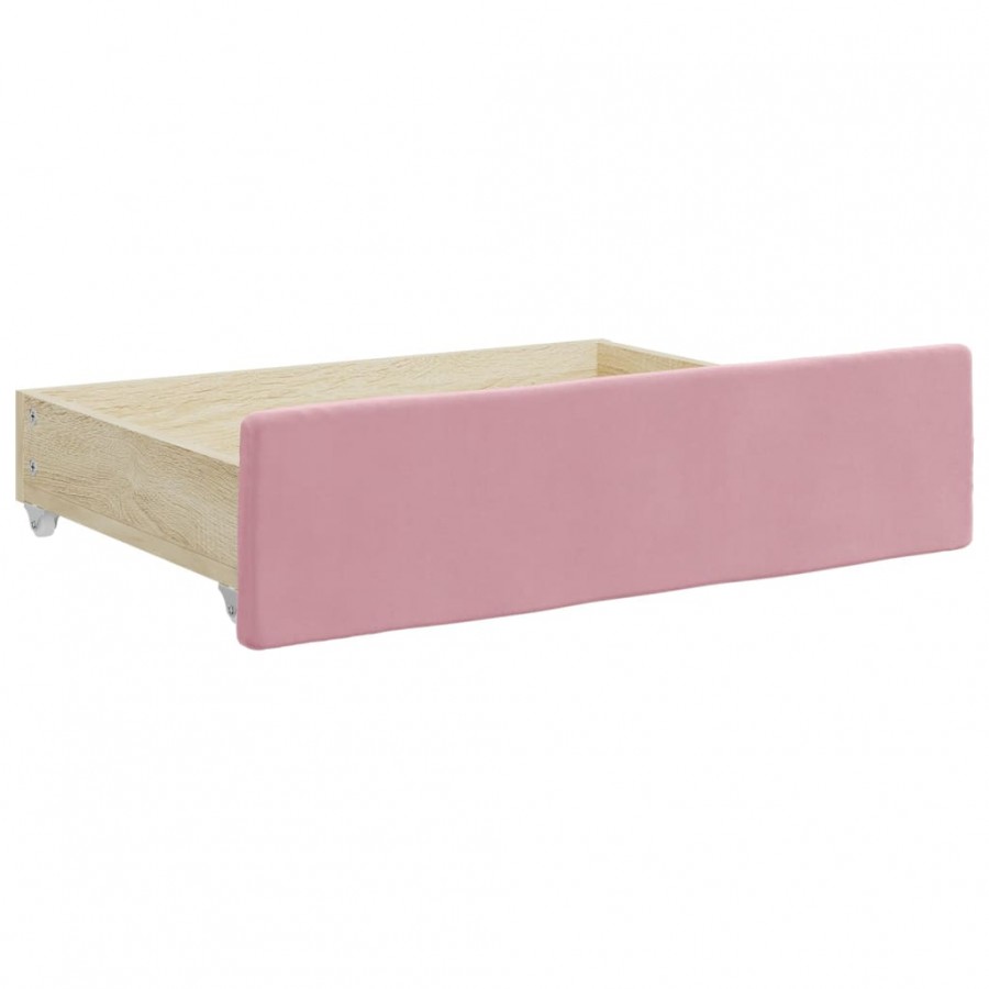 Tiroirs de lit 2 pcs rose bois d'ingénierie et velours Tiroirs de lit 2 pcs rose bois d'ingénierie et velours