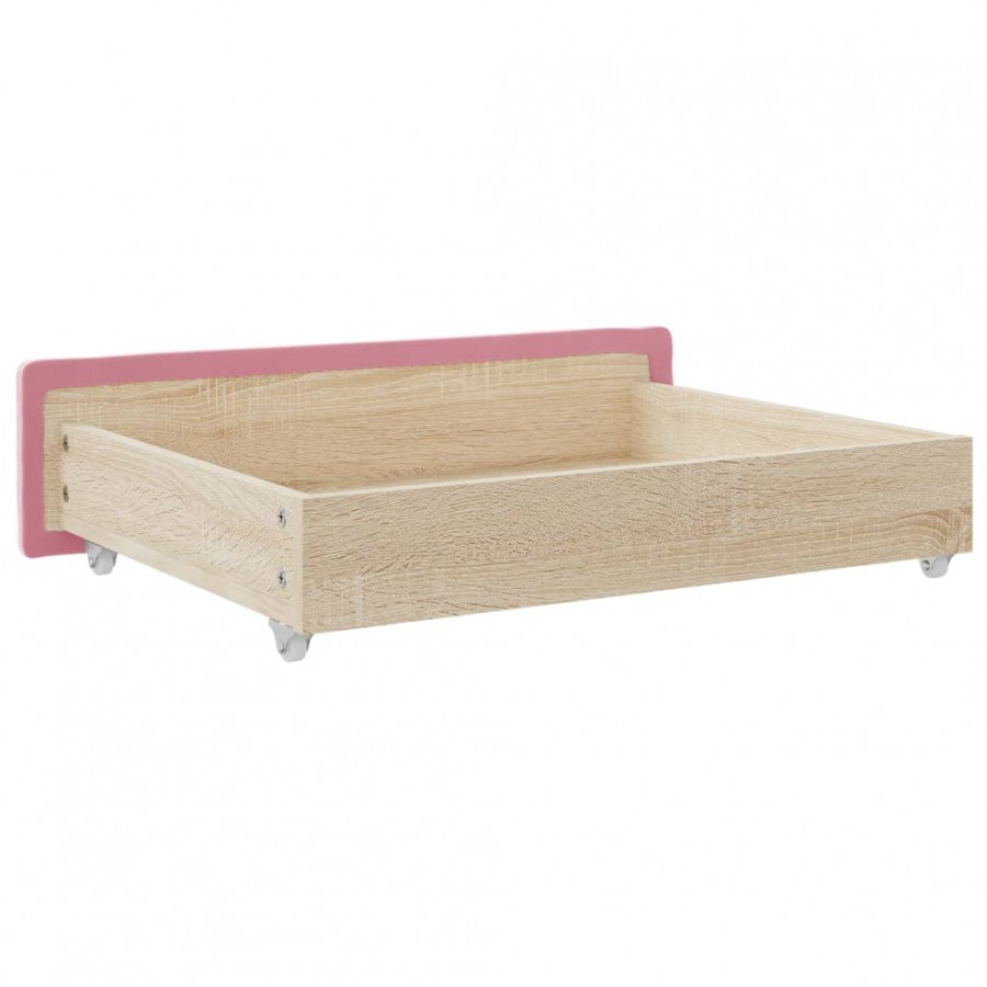 Tiroirs de lit 2 pcs rose bois d'ingénierie et velours Tiroirs de lit 2 pcs rose bois d'ingénierie et velours