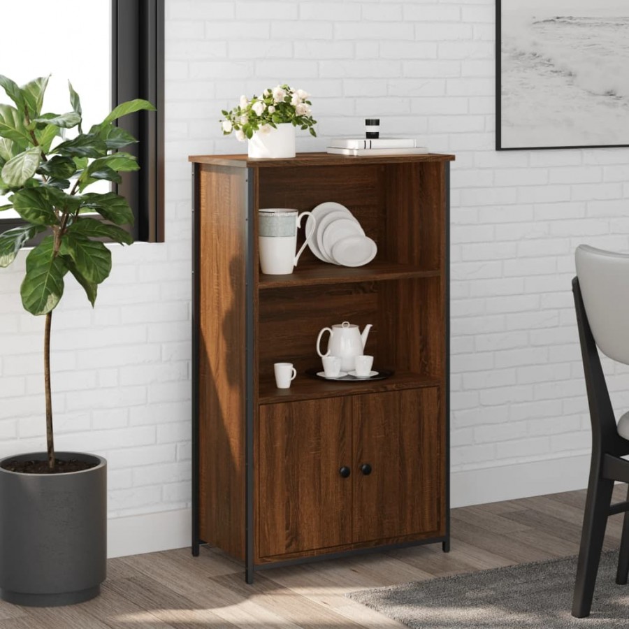 Buffet haut chêne marron 62x32x103,5 cm bois d'ingénierie