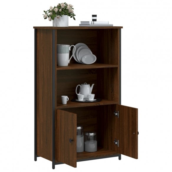 Buffet haut chêne marron 62x32x103,5 cm bois d'ingénierie