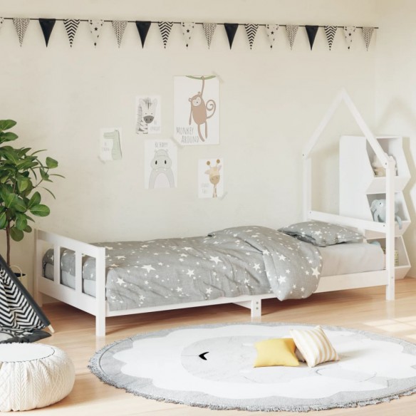 Cadre de lit pour enfants blanc 90x200 cm bois de pin massif