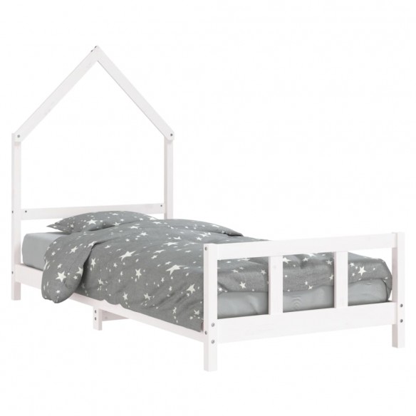 Cadre de lit pour enfants blanc 90x200 cm bois de pin massif