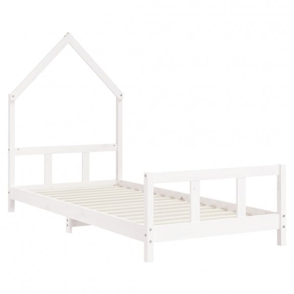 Cadre de lit pour enfants blanc 90x200 cm bois de pin massif