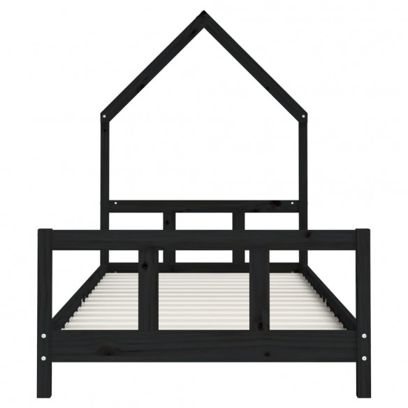 Cadre de lit pour enfants noir 90x190 cm bois de pin massif