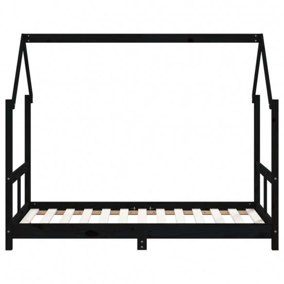 Cadre de lit pour enfant noir 80x160 cm bois de pin massif