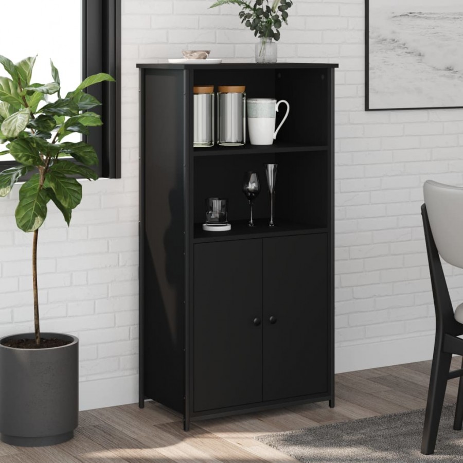 Buffet haut noir 62x36x121,5 cm bois d'ingénierie