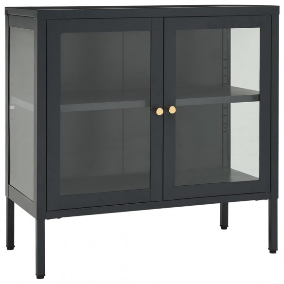 Buffet Anthracite 70x35x70 cm Acier et verre